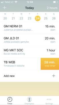 Timetracking on Timebase mobile